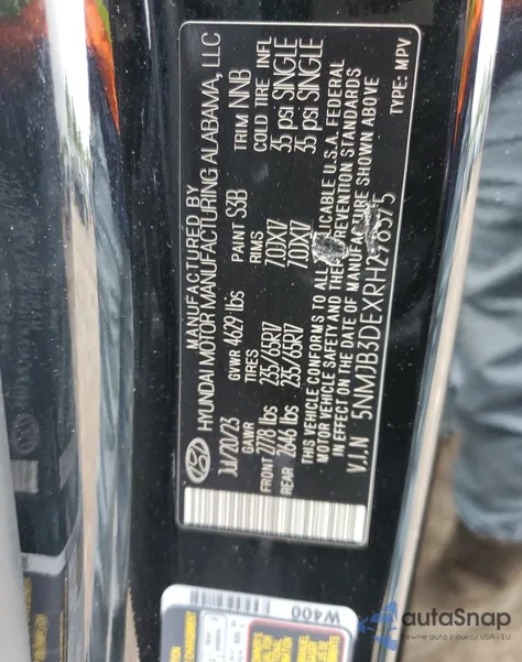 2024 Hyundai Tucson Sel из США, поврежденный, VIN 5NMJB3DEXRH298575